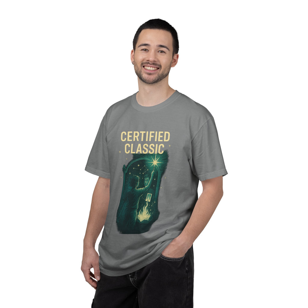 PRB Certified Classic illustration T-shirt | vintage camping, night sky, campfire by Power Runs Black