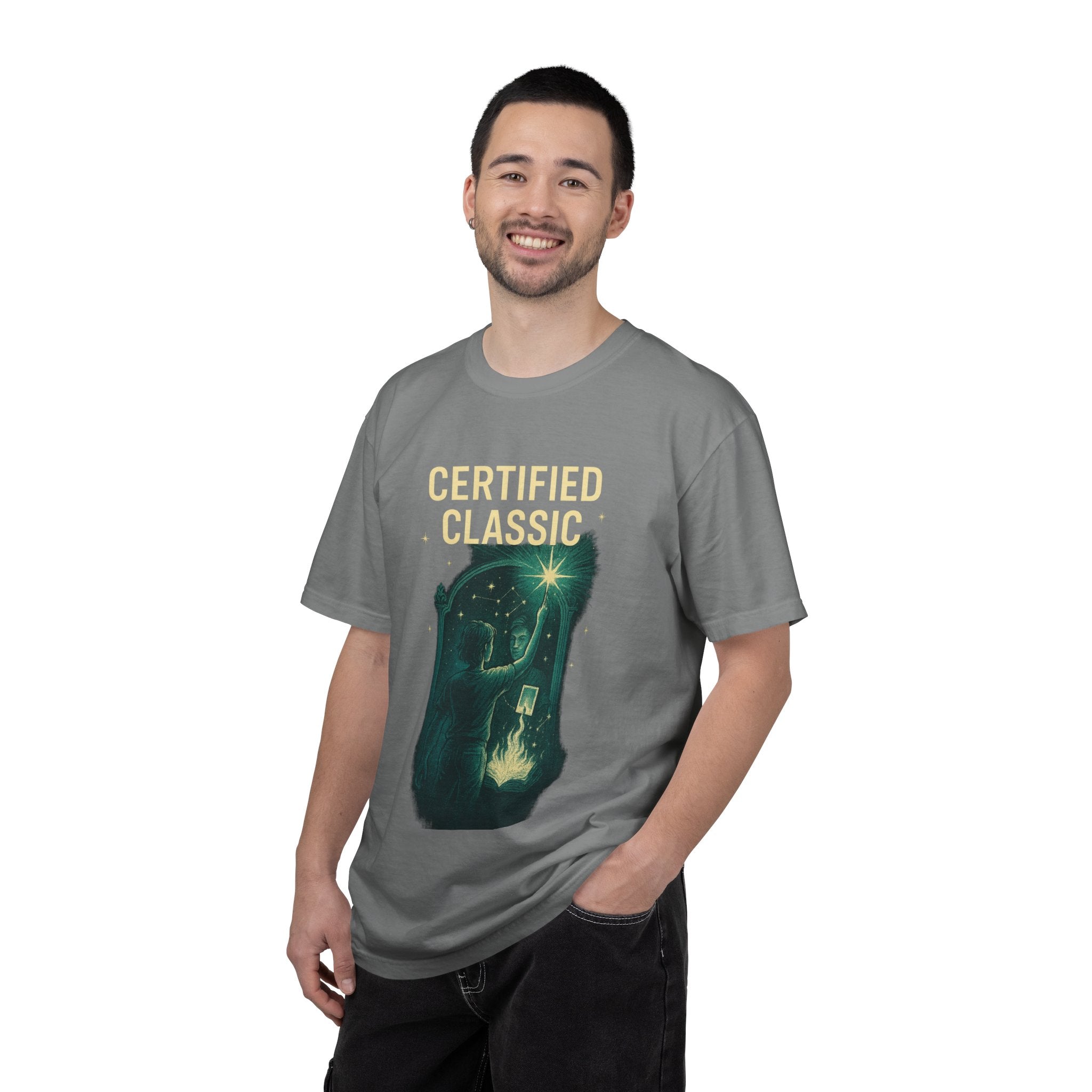 PRB Certified Classic illustration T-shirt | vintage camping, night sky, campfire by Power Runs Black