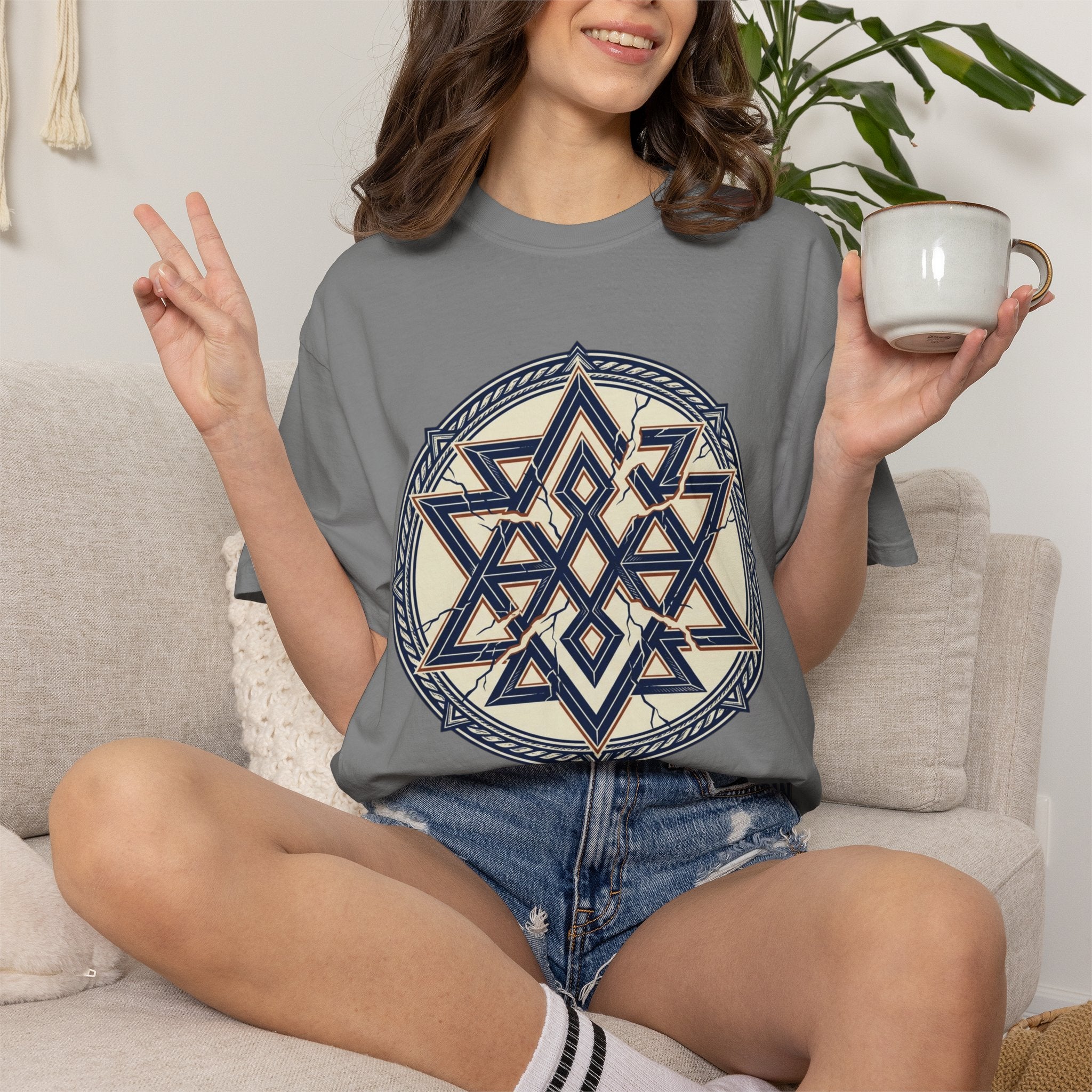 Power Runs Black PRB Geometric Star Mandala T-Shirt — "Control Fractures the Flow" Graphic Tee by Power Runs Black