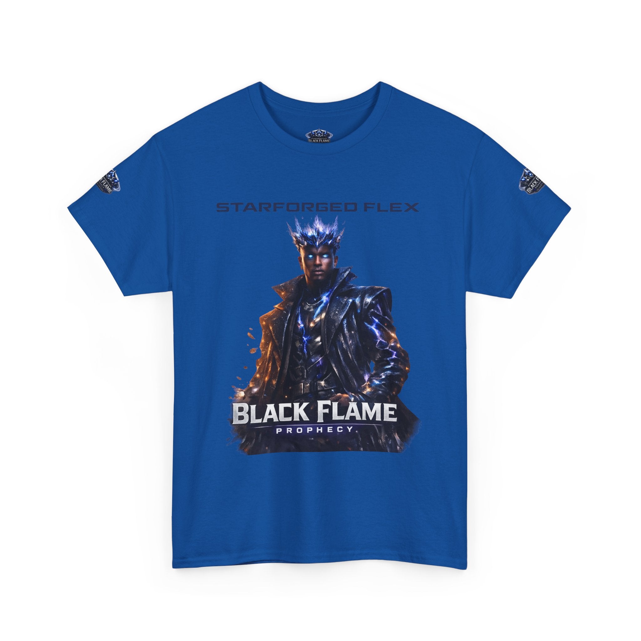PRB Black Flame Prophecy Tee — Starforged Flex Graphic T‑Shirt by Power Runs Black