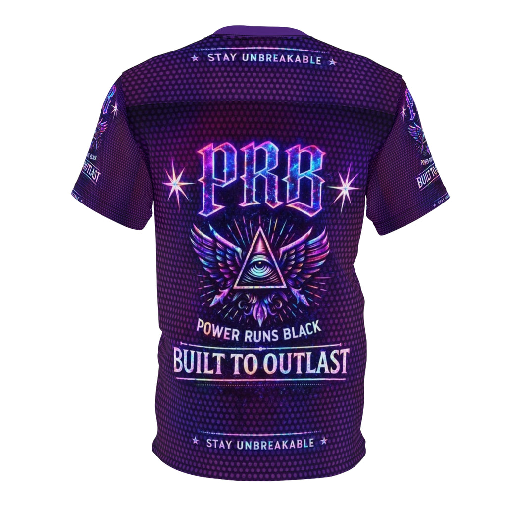 PRB Built to Outlast PRB Graphic Tee — Power Runs Black All-Over Print by Printify