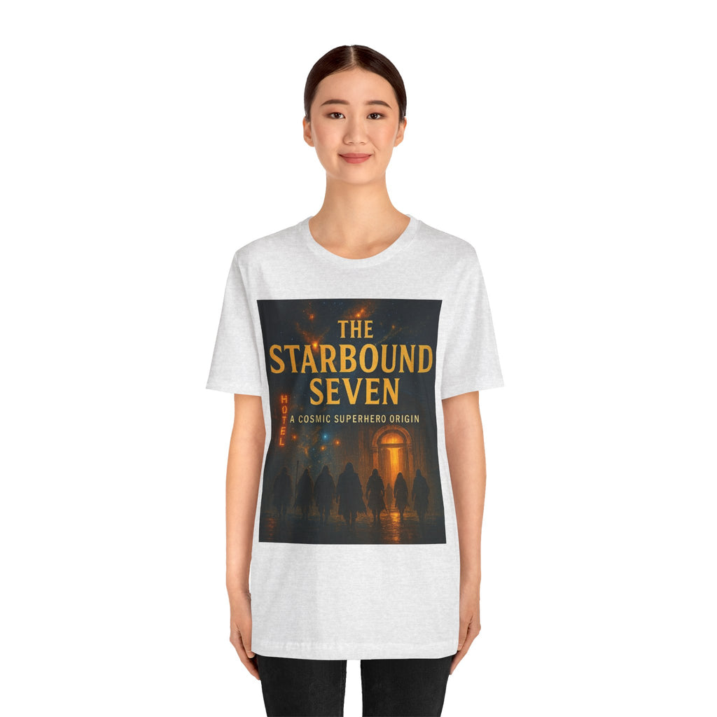 Power Runs Black PRB The Starbound Seven Tee – Retro Cosmic Superhero Poster Shirt by Power Runs Black