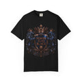 Power Runs Black Crest T-shirt | Heraldic Lion Shield Tee by Power Runs Black