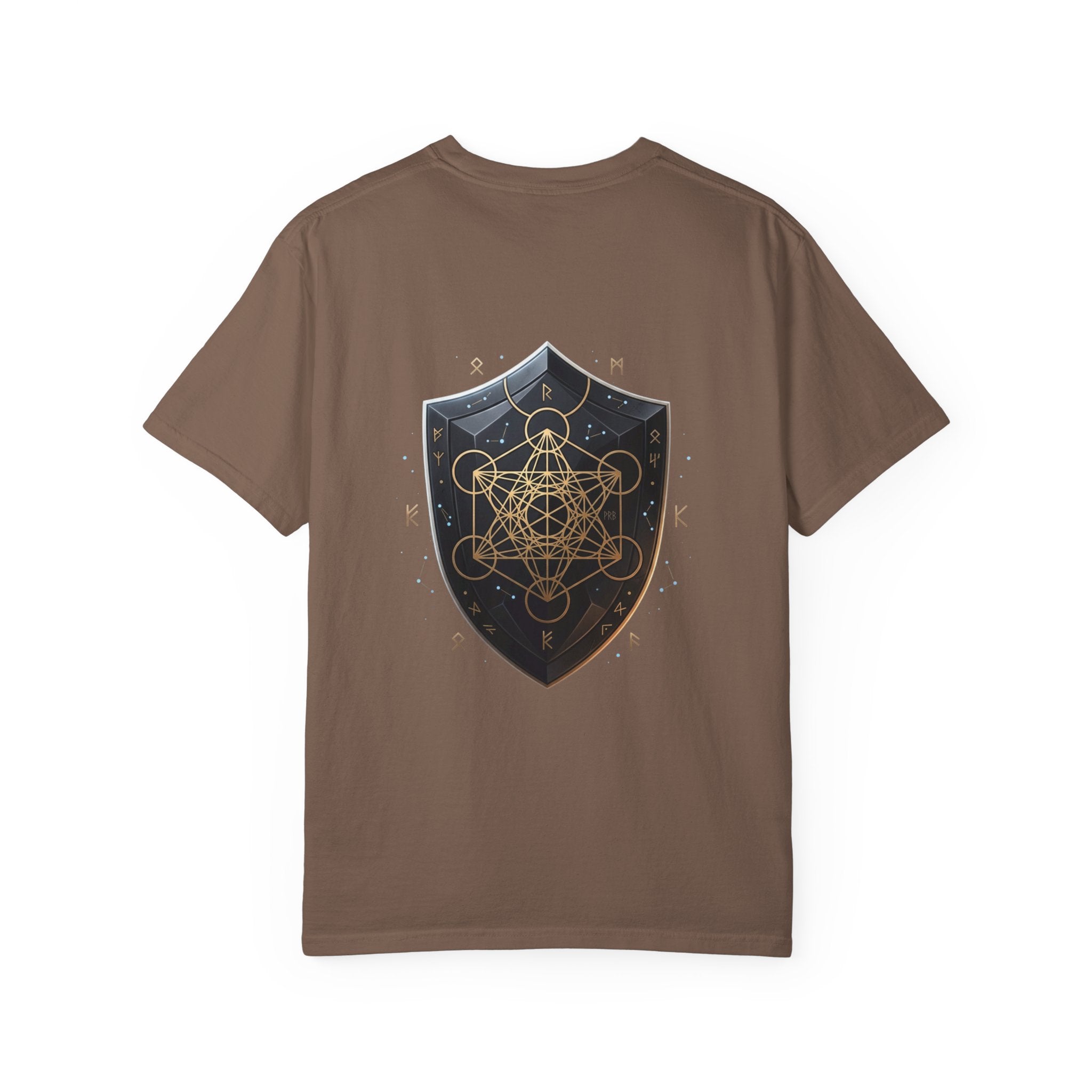 Power Runs Black Mystic Compass Disc T-Shirt — Geometric Gold & Black Emblem Tee by Printify
