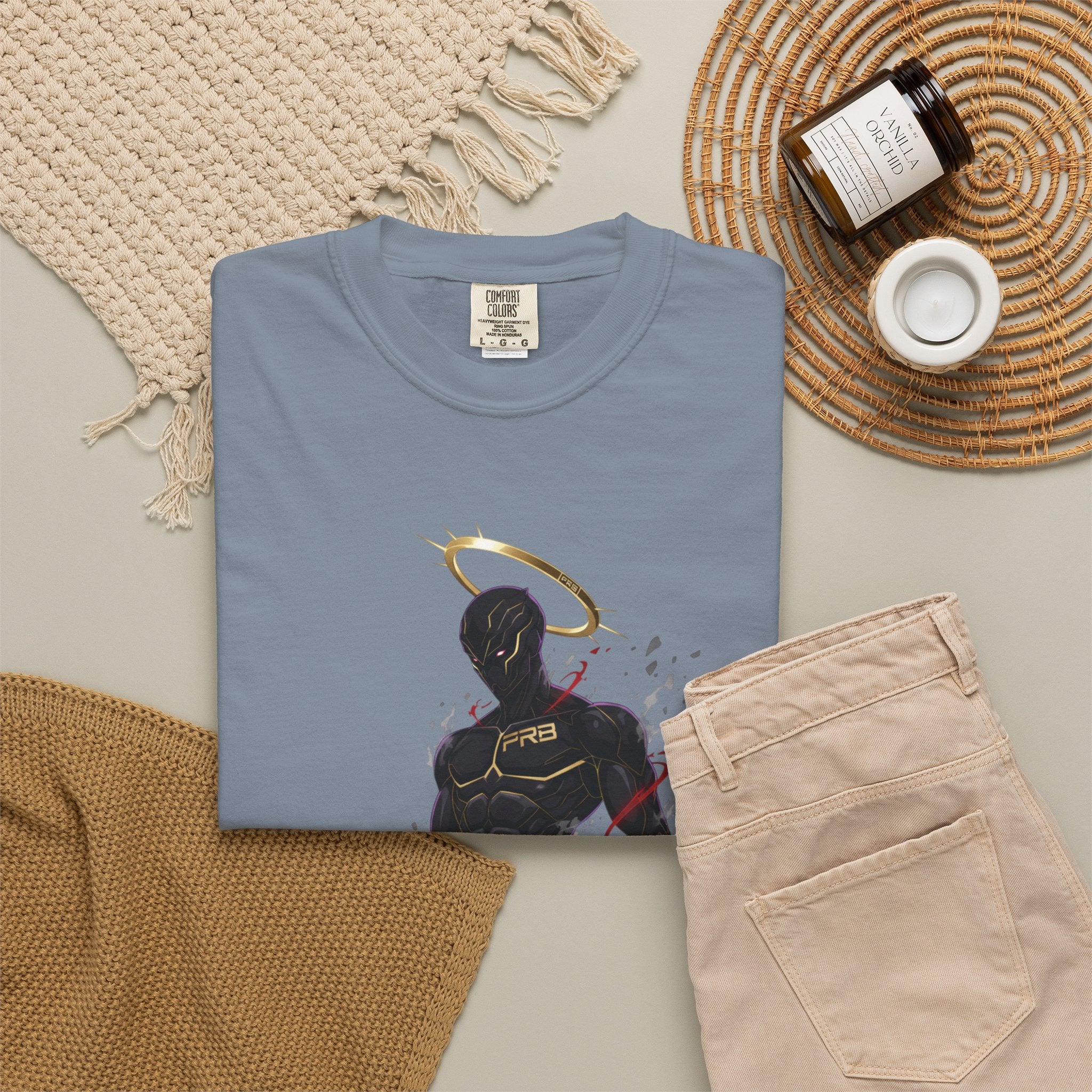 PRB Shadow Hero Graphic T-Shirt — Haloed Vigilante Illustration by Power Runs Black