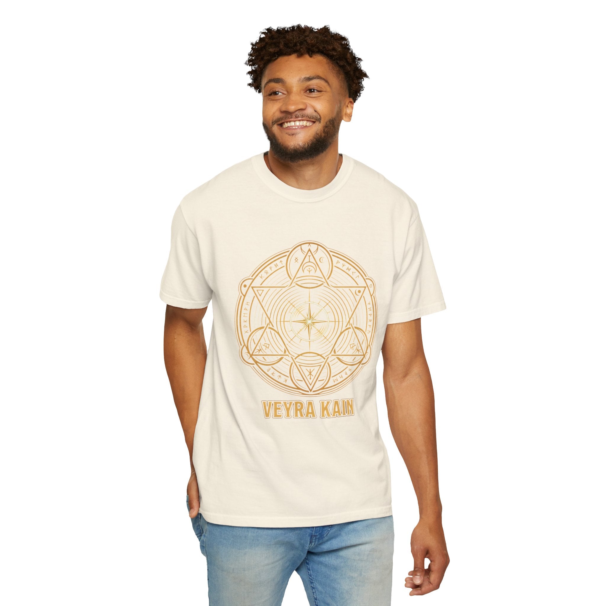 Power Runs Black PRB — Veyra Kain Geometric Sigil Tee with “Too Much Becomes Ruin” Graphic T-Shirt by Printify