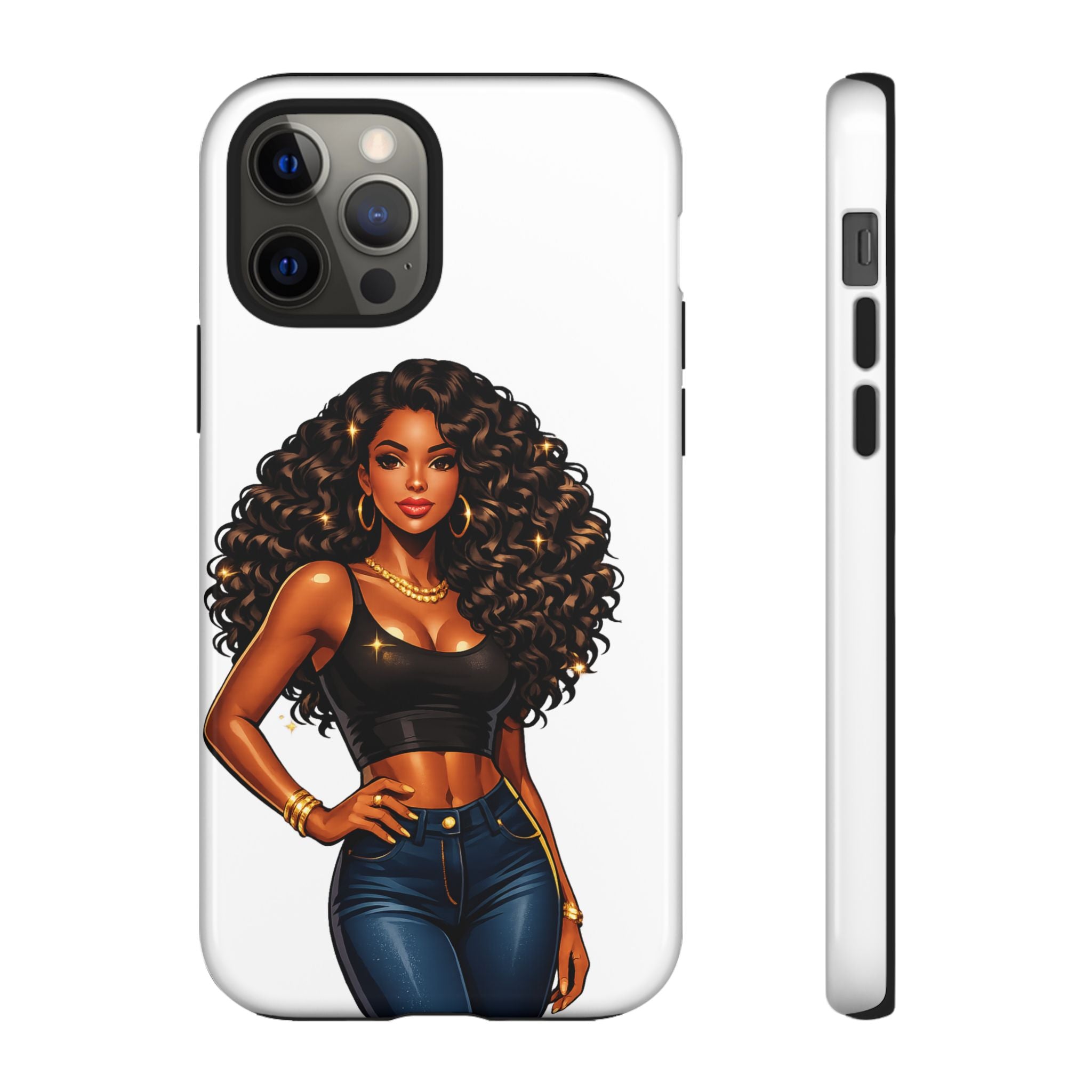 Pretty Rich Bitch by PRB Curly Hair Phone Case by Power Runs Black