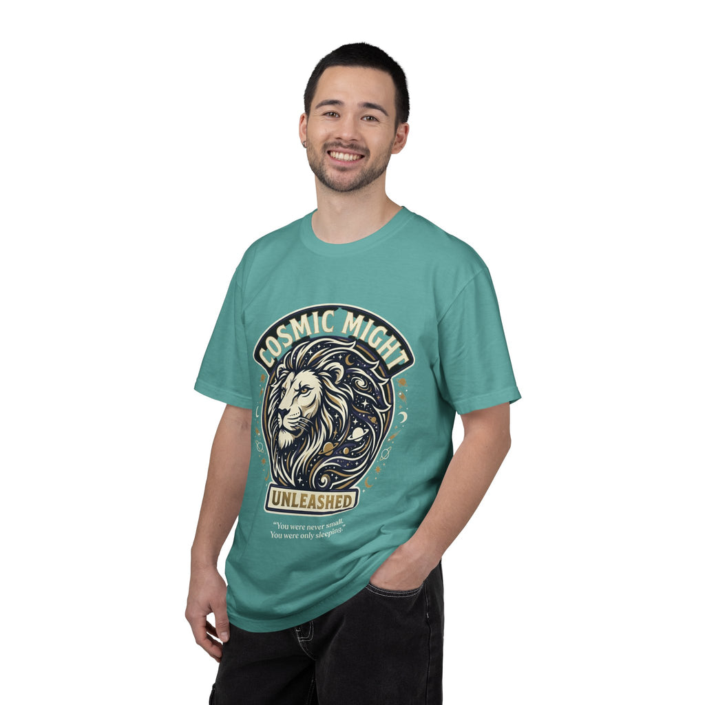 PRB Starforged Flex Cosmic Might Unleashed Lion Graphic T-Shirt — "Unleashed" Inspirational Lion Tee by Power Runs Black