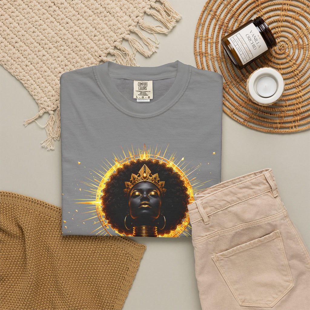 Power Runs Black goddess illustration T-Shirt | Afrocentric black pride design by Power Runs Black