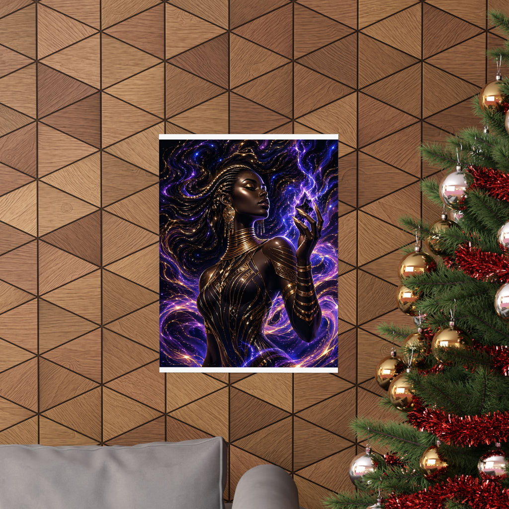 Power Runs Black Cosmic Goddess Matte Poster by Power Runs Black