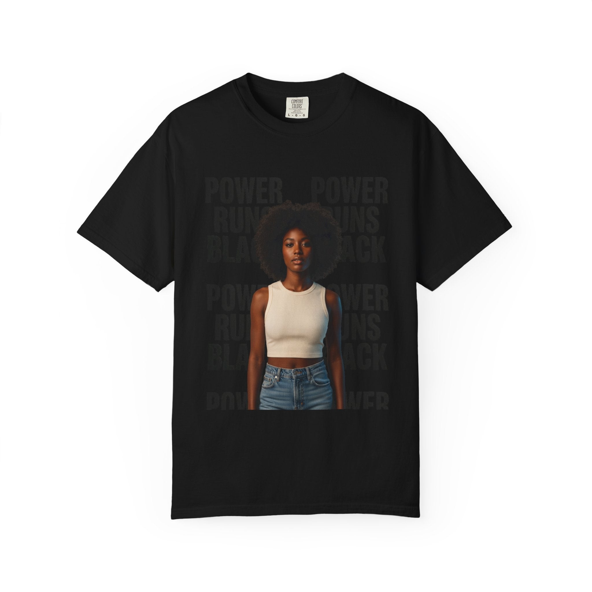 Power Runs Black PRB Power Runs Black T-Shirt — Empowerment Portrait Tee by Printify
