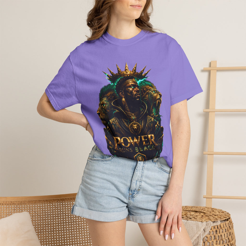 Power Runs Black PRB Green Angel Graphics Tee by Power Runs Black