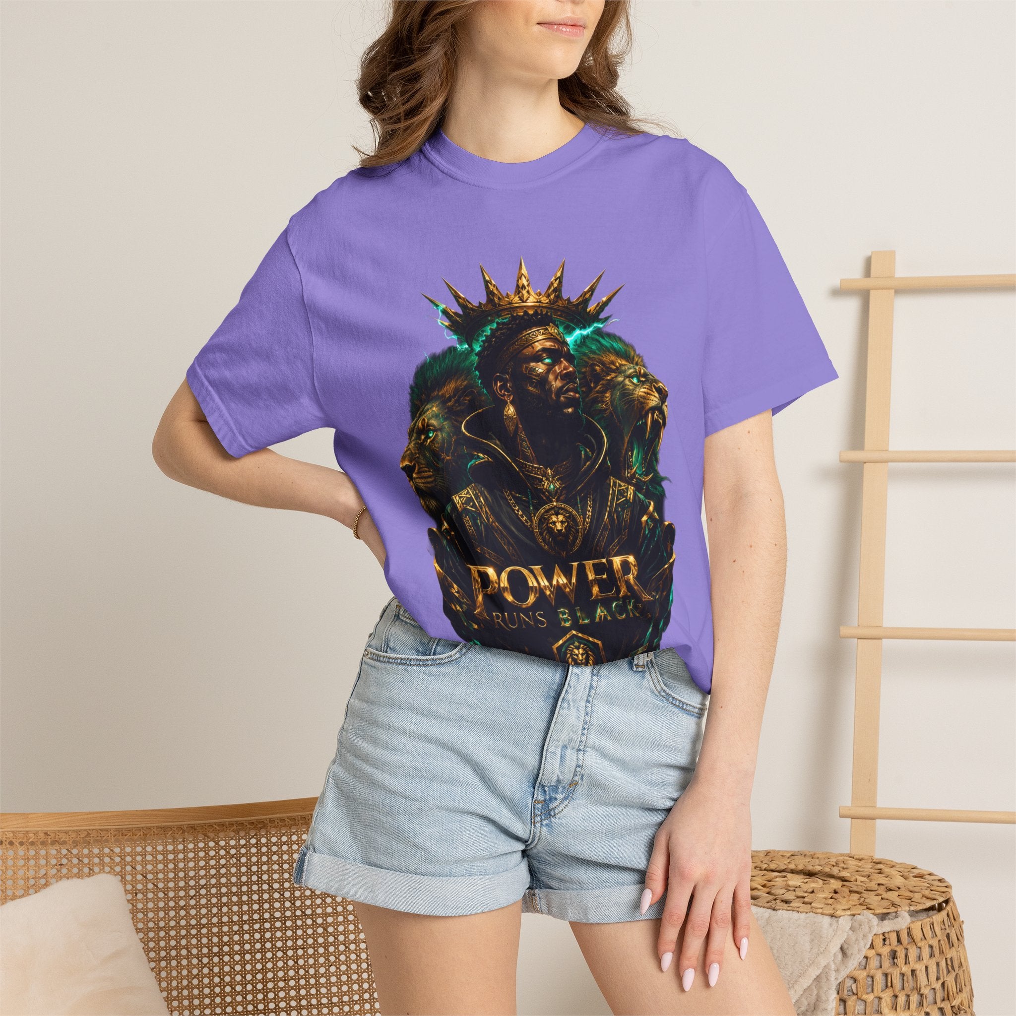 Power Runs Black PRB Green Angel Graphics Tee by Power Runs Black