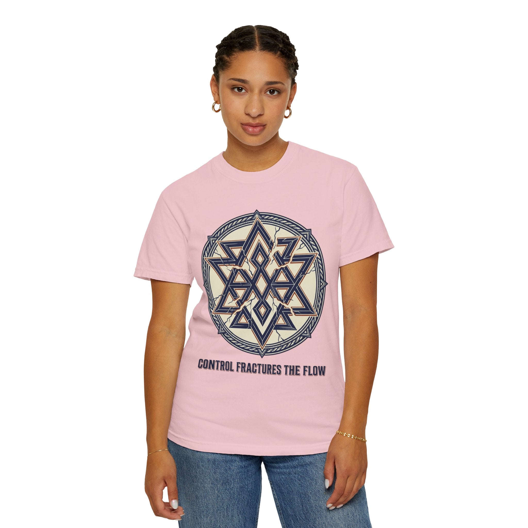 Power Runs Black PRB Geometric Star Mandala T-Shirt — "Control Fractures the Flow" Graphic Tee by Power Runs Black