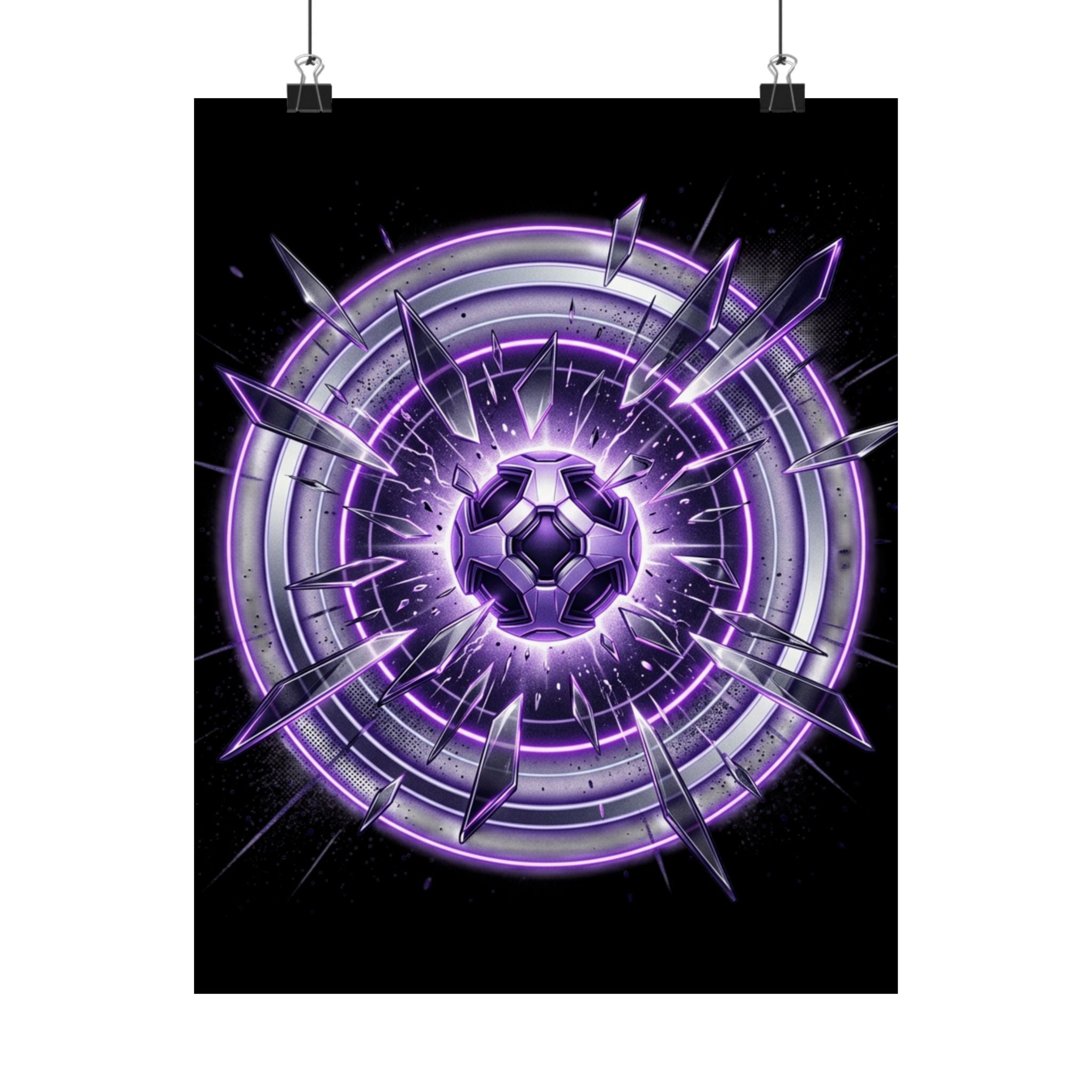 Power Runs Black Purple Energy Shield Matte Poster by Power Runs Black