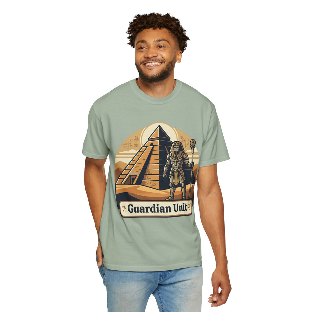 Power Runs Black PRB Guardian Unit T-Shirt — Egyptian Pyramid Sci‑Fi Graphic Tee by Power Runs Black