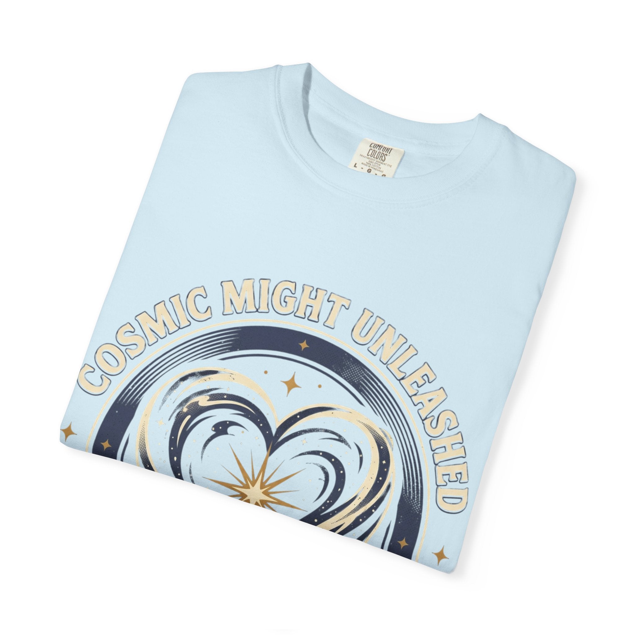 PRB Starforged Flex Cosmic Might Unleashed Heart Graphic T-Shirt — "Cosmic Might Unleashed" Astral Design by Power Runs Black