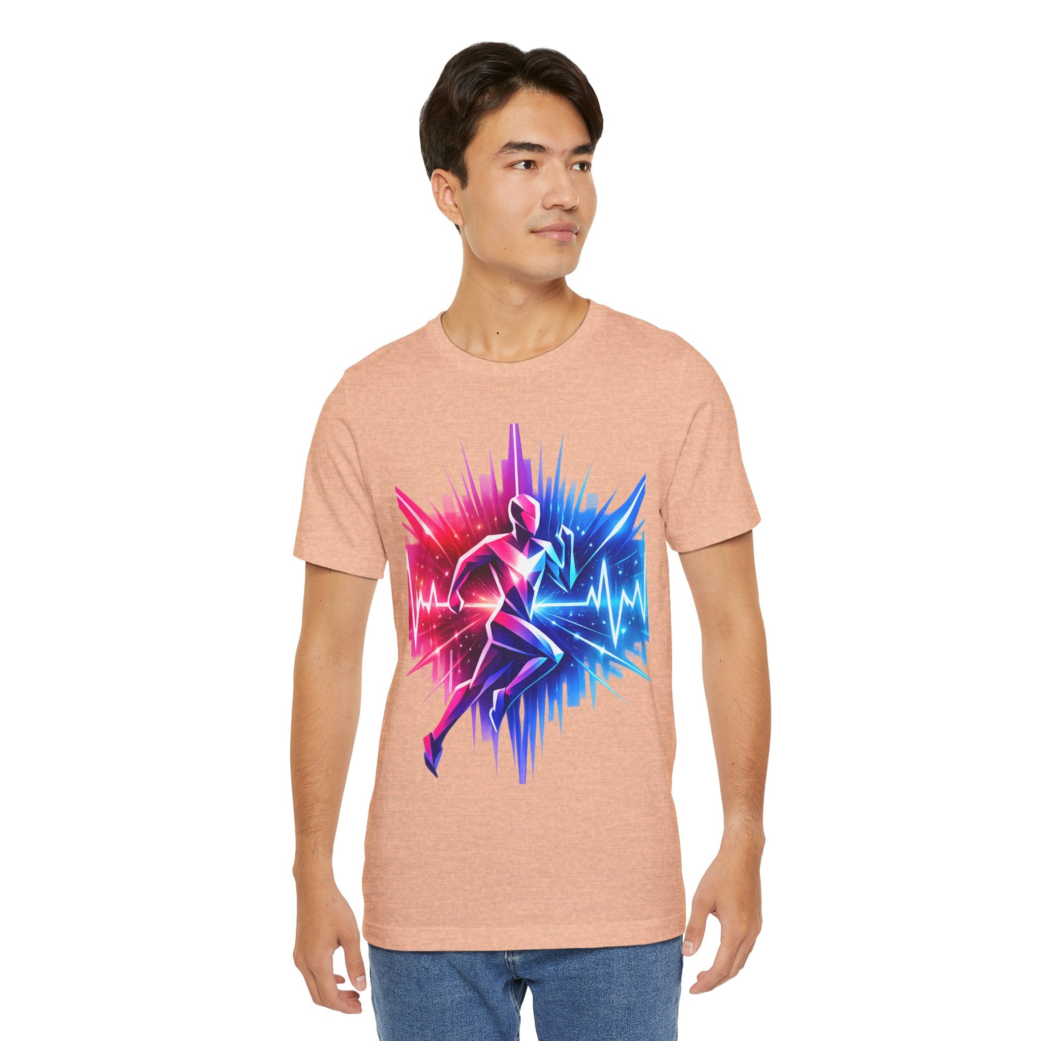 Power Runs Black PRB Running Pulse Graphic Tee — Neon Runner Heartbeat Sports T‑Shirt by Power Runs Black