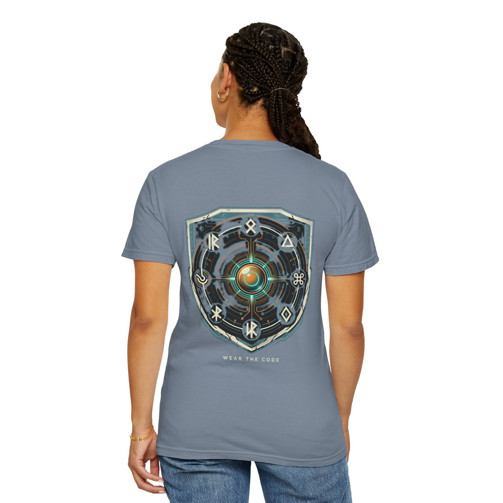 Power Runs Black PRB "Wear The Code" Mystic Shield T-Shirt — Geometric Sigil Graphic Tee by Printify