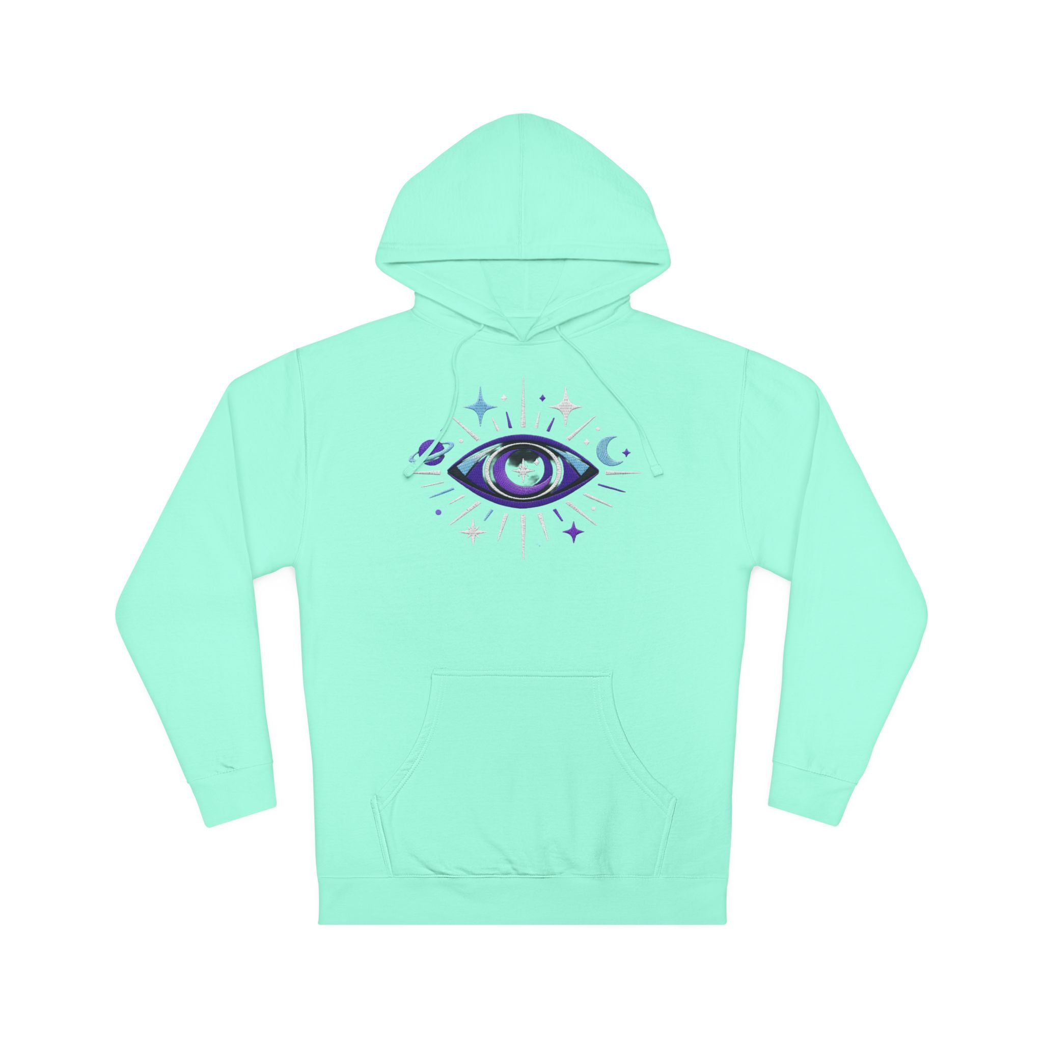 PRB Mystic Purple All-Seeing Eye Hoodie | Celestial Stars Moon by Power Runs Black