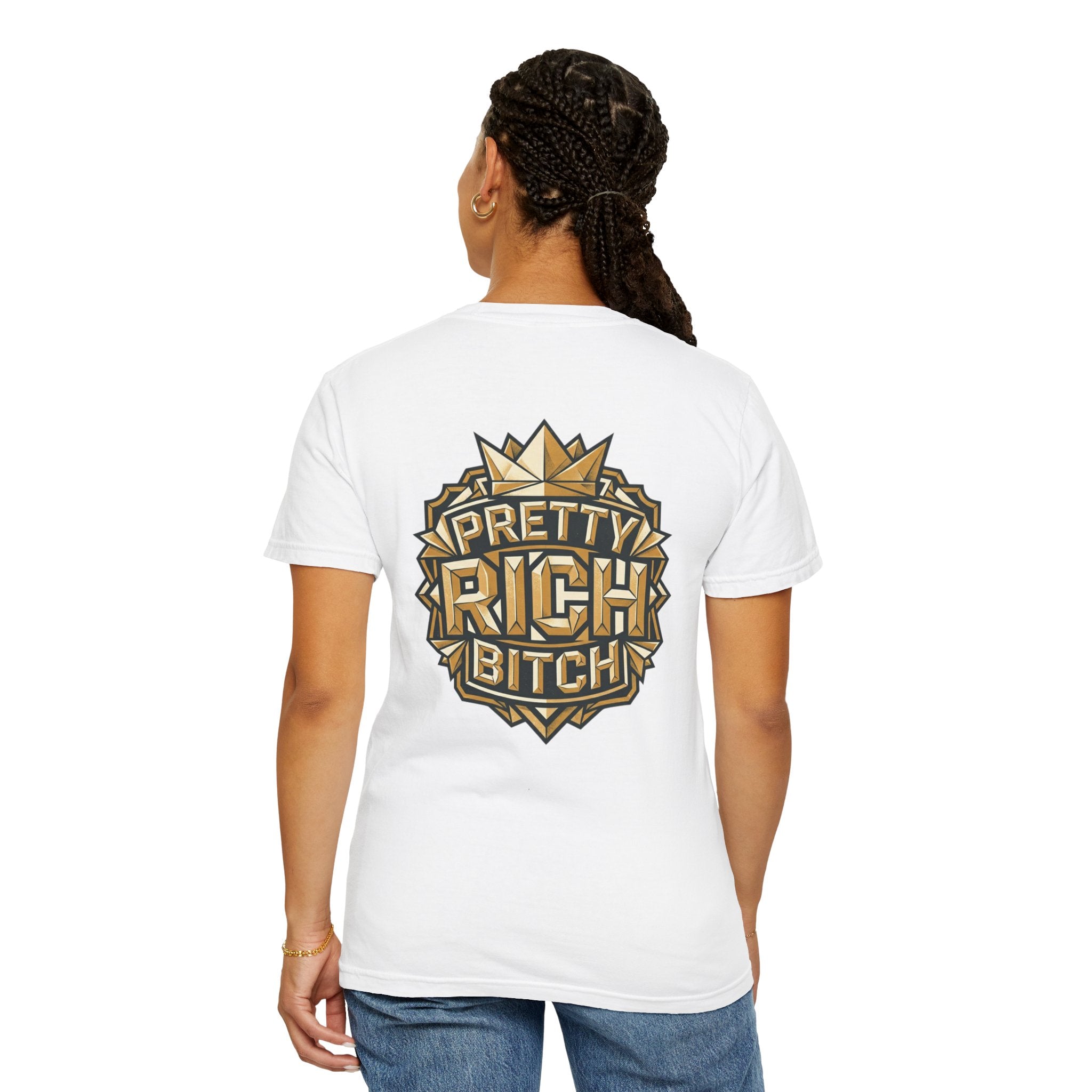 Pretty Rich Bitch The Collection by PRB T-Shirt — Bold Graphic Tee with Empowered Woman Portrait by Power Runs Black