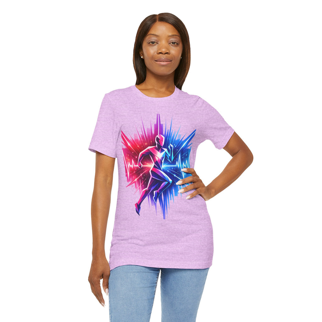 Power Runs Black PRB Running Pulse Graphic Tee — Neon Runner Heartbeat Sports T‑Shirt by Power Runs Black