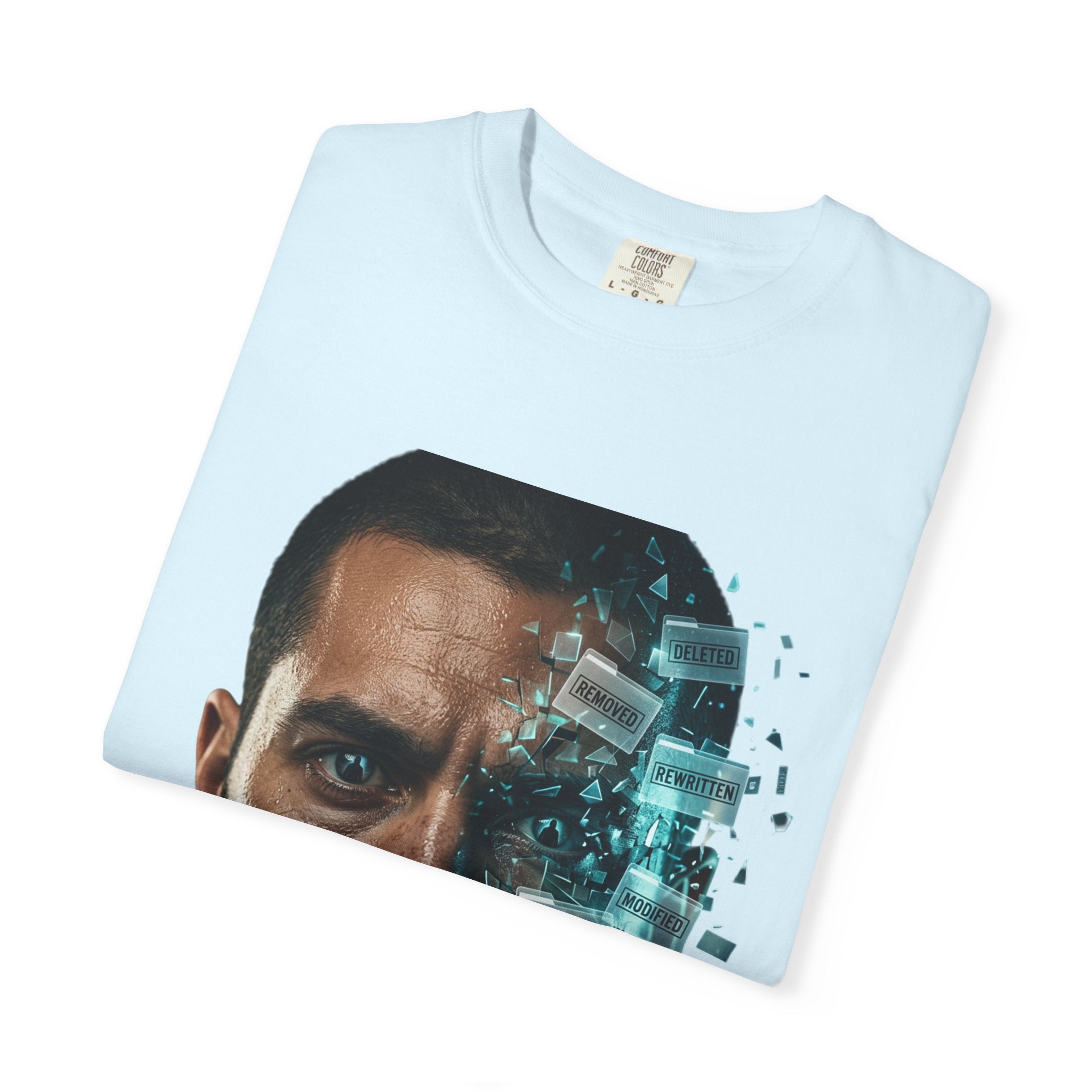 Syndication Loop Cyberpunk Portrait Tee — Tech-Noir Graphic T-Shirt | Power Runs Black by Printify