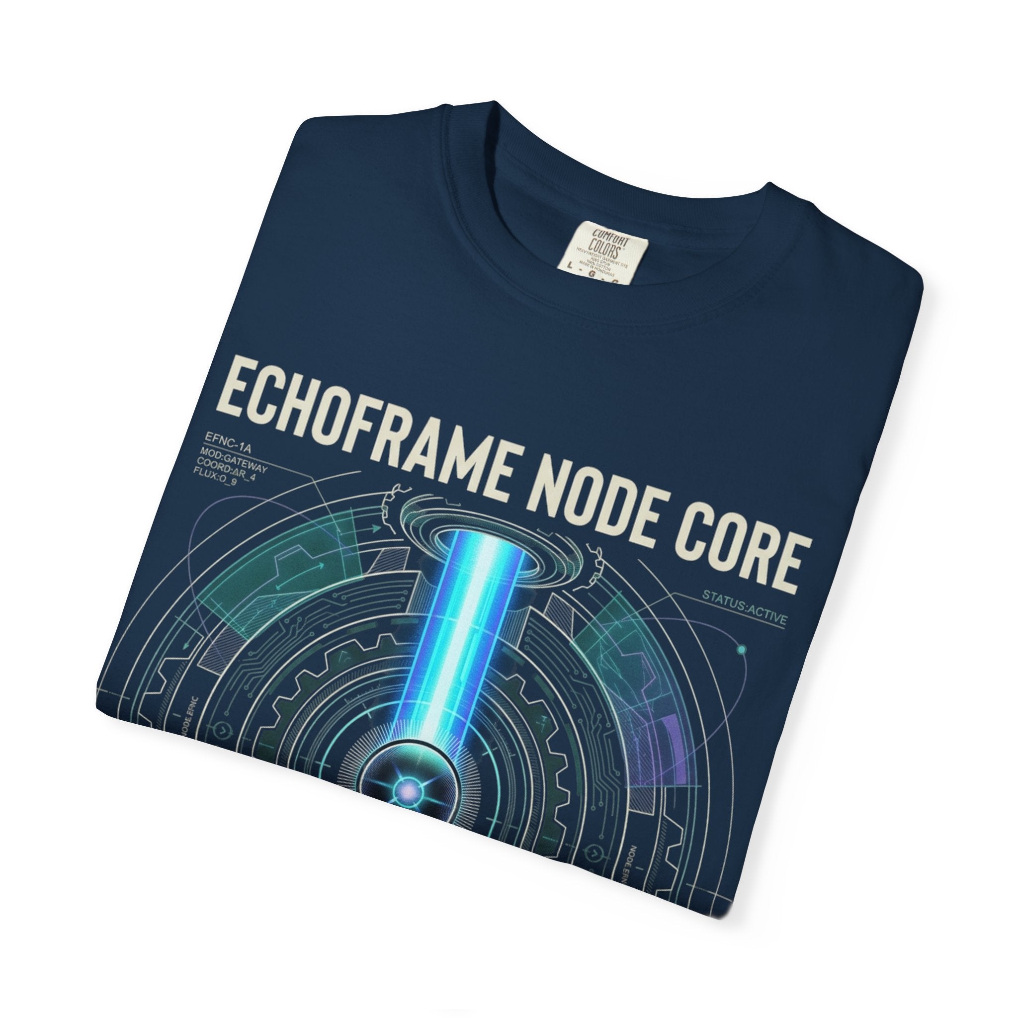 Power Runs Black PRB Echoframe Node Core T-Shirt — Futuristic Tech Graphic Tee by Power Runs Black
