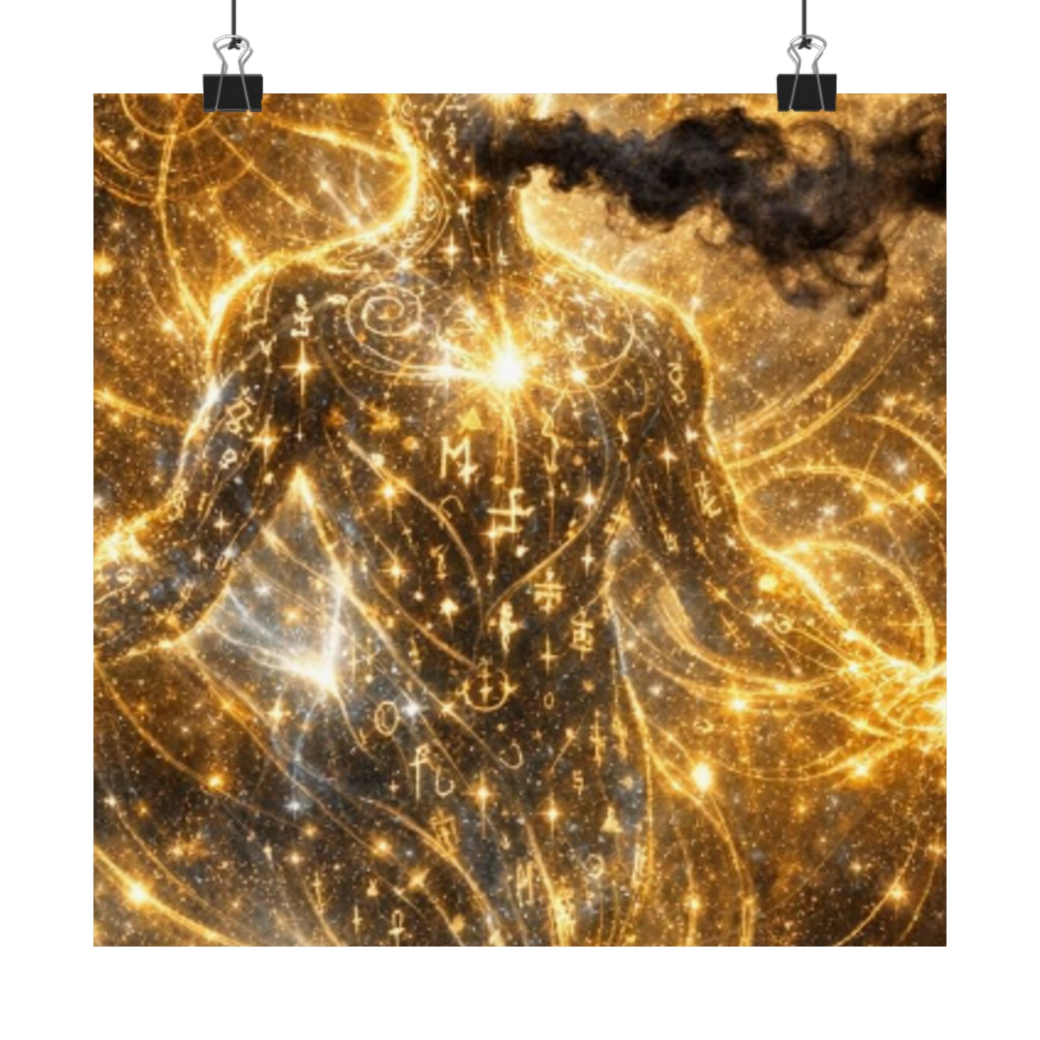 Power Runs Black PRB Archeon Kin Cosmic Figure Matte Vertical Poster | Spiritual Abstract Art by Printify