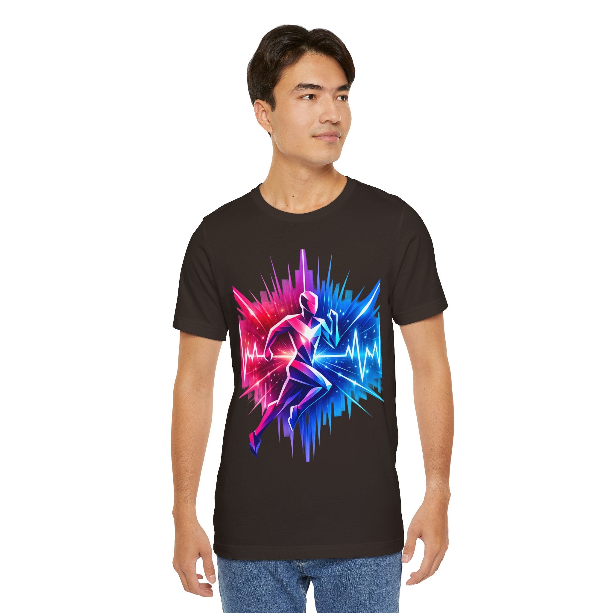 Power Runs Black PRB Running Pulse Graphic Tee — Neon Runner Heartbeat Sports T‑Shirt by Power Runs Black