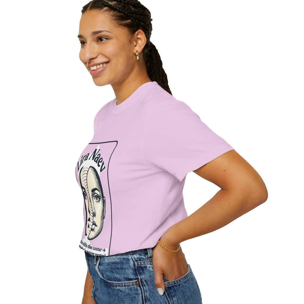 Power Runs Black PRB Lira Naev Split-Face Graphic T-Shirt — “Perception shifts the center” Statement Tee by Power Runs Black