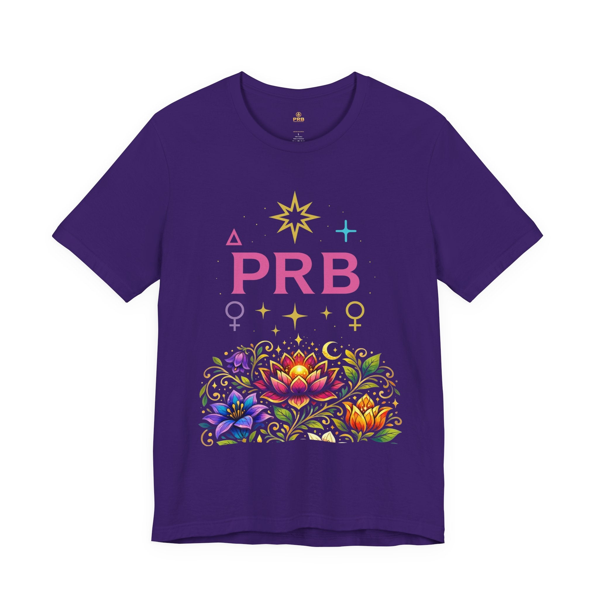 Pretty Rich Bitch The Collection by PRB Floral Lotus T‑Shirt — Colorful Spiritual Symbol Tee by Power Runs Black