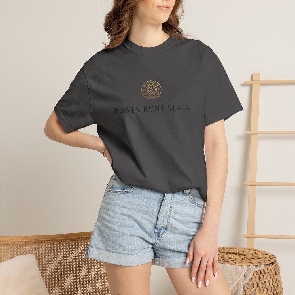 Power Runs Black PRB Graphic T-Shirt — Minimal Emblem Tee by Power Runs Black