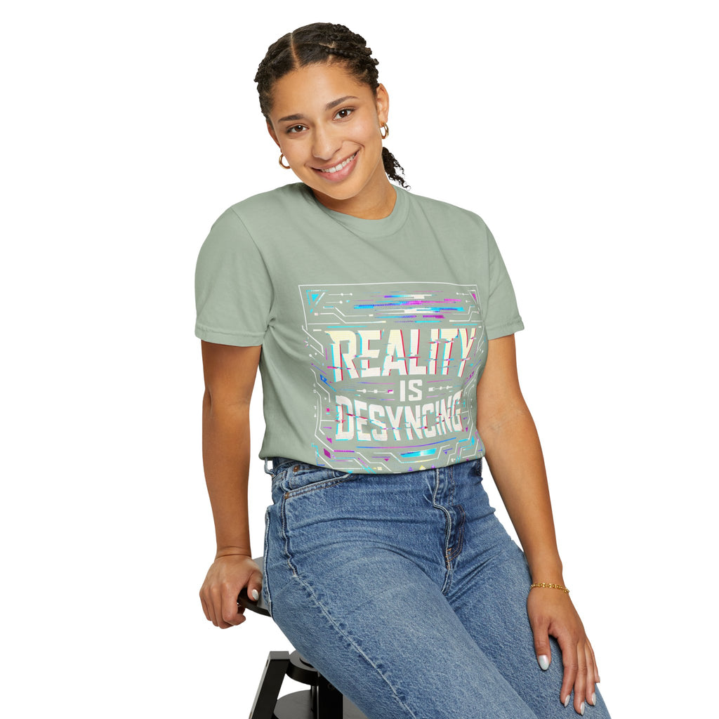 Power Runs Black PRB Glitchy Pastel "Reality Is Desyncing" T-Shirt by Printify
