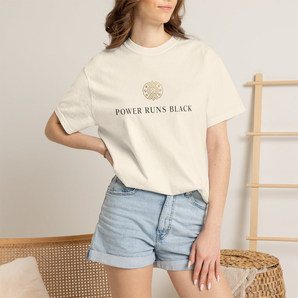 Power Runs Black PRB Graphic T-Shirt — Minimal Emblem Tee by Power Runs Black