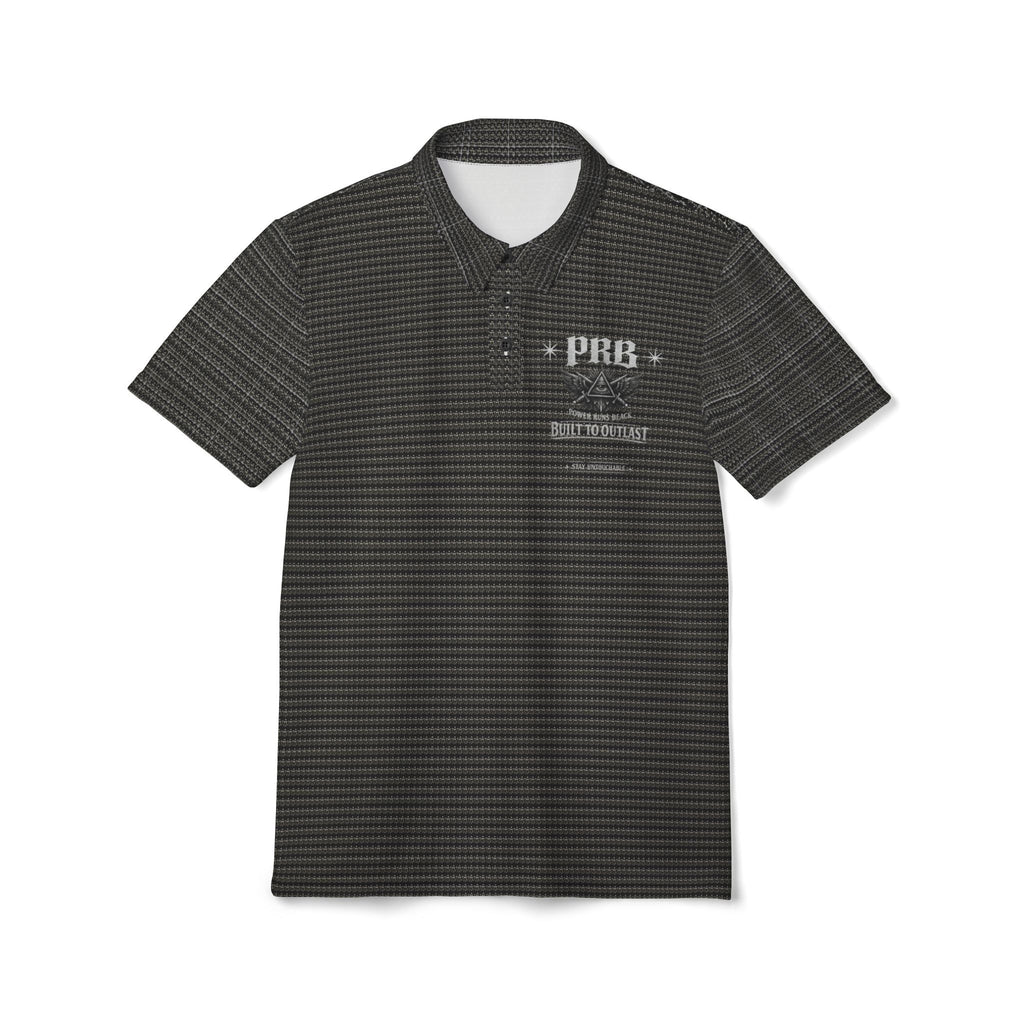 PRB Black Microstripe Polo Shirt by Power Runs Black
