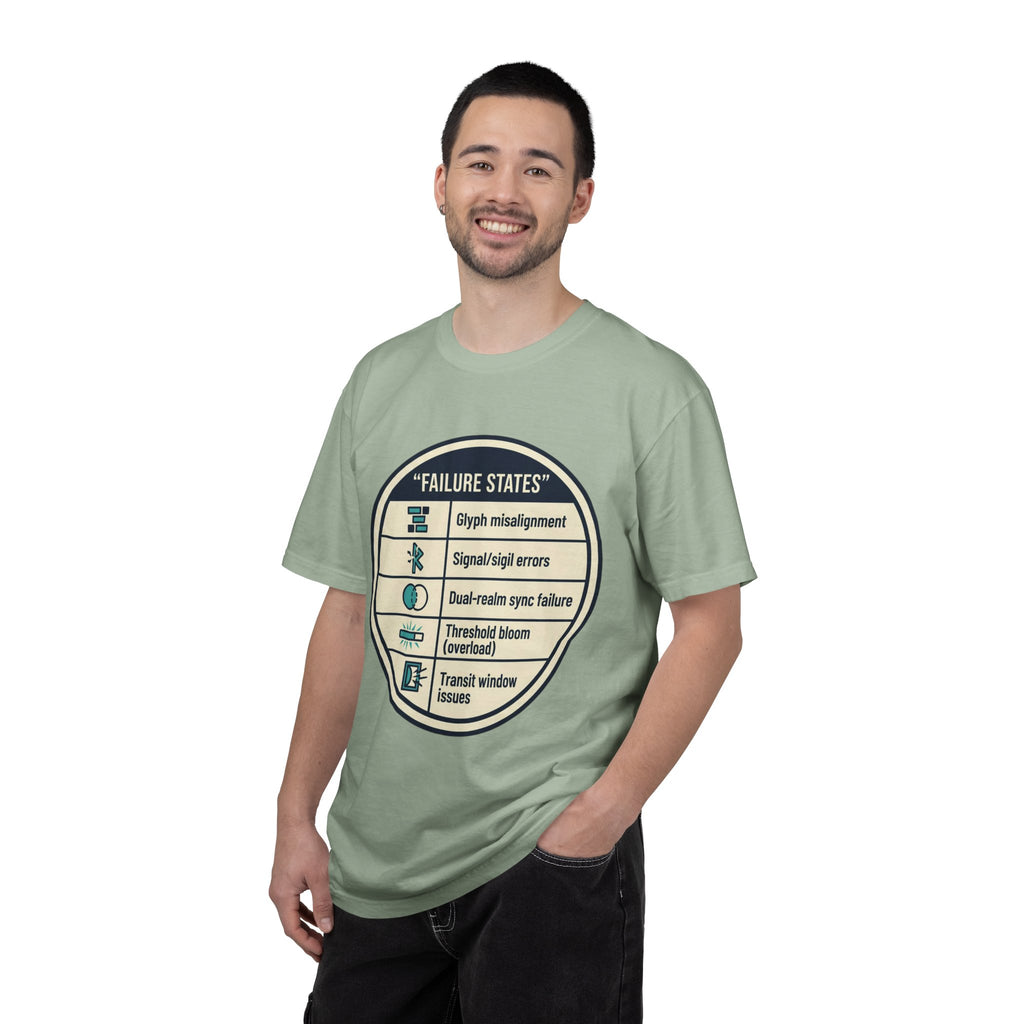 Power Runs Black PRB Failure States T-Shirt — Sci‑Fi Status Badge Graphic Tee by Printify