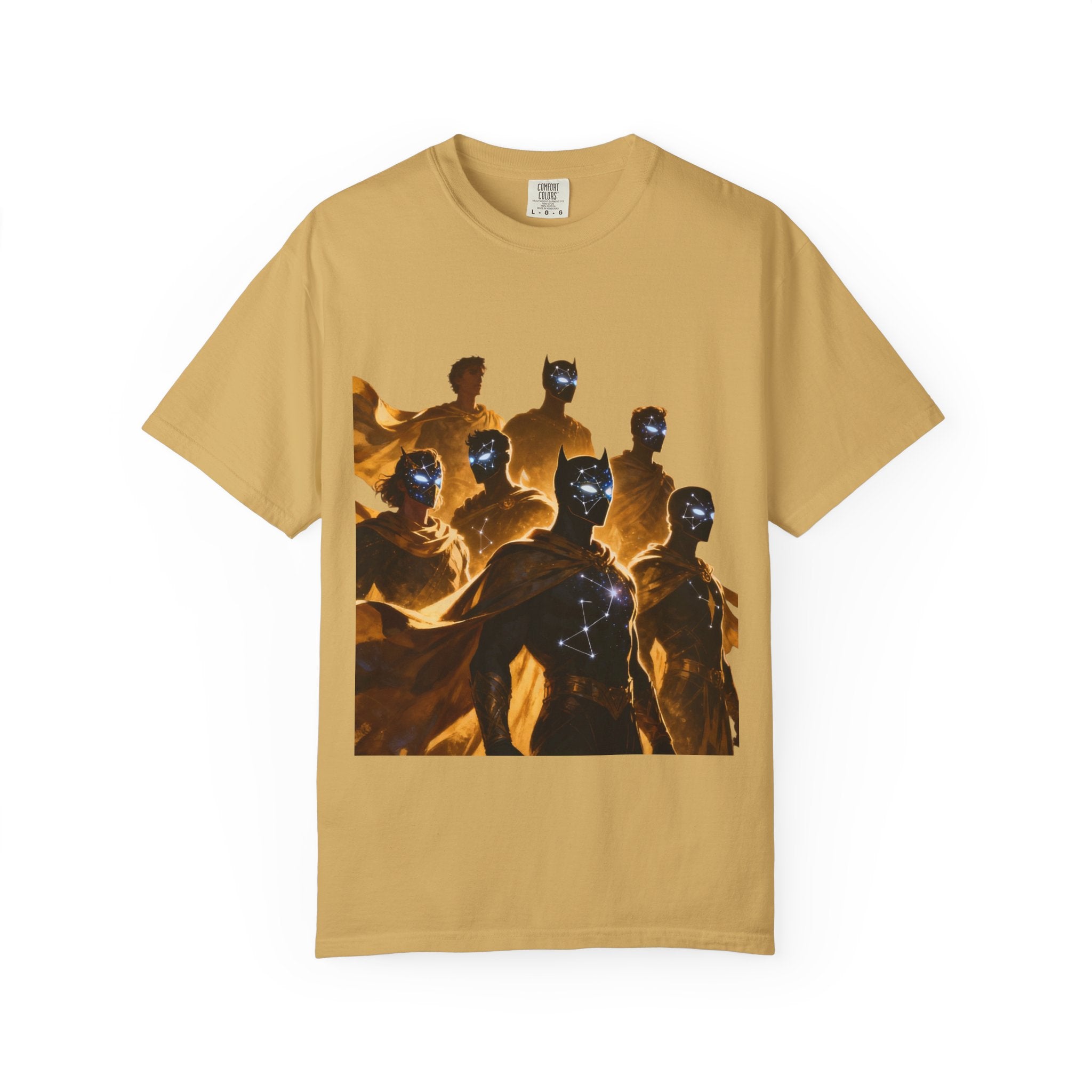 PRB Cosmic Heroes Graphic Tee (Golden Cloaks & Starry Faces) by Printify
