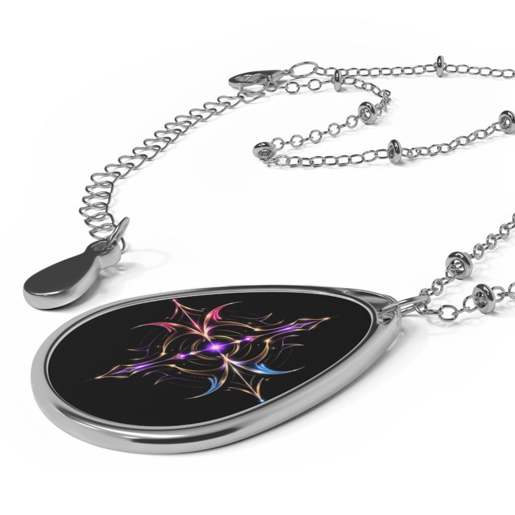 Power Runs Black PRB Pretty Rich Bitch The Collection Mystic Star Oval Necklace – Iridescent Celestial Pendant by Power Runs Black