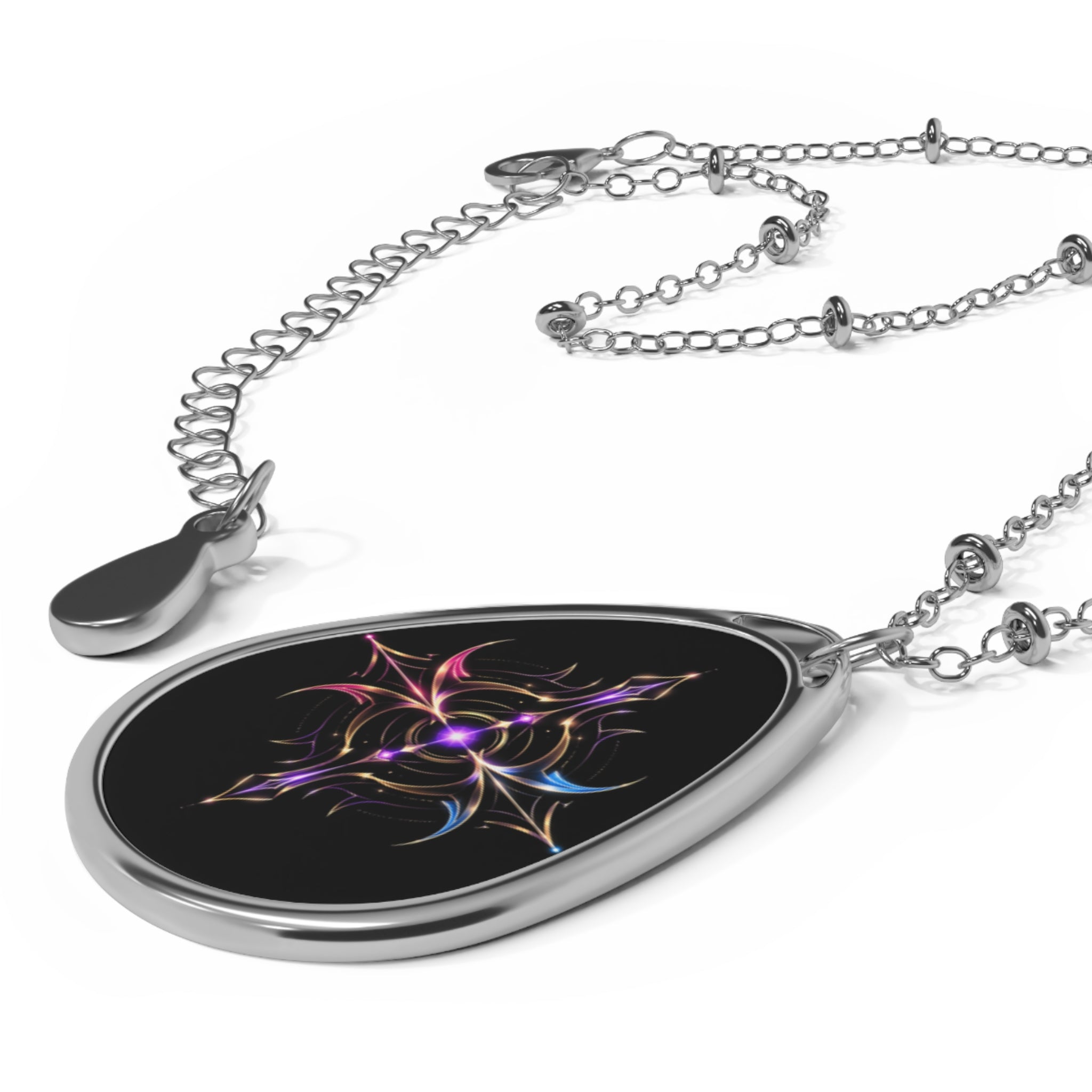 Power Runs Black PRB Pretty Rich Bitch The Collection Mystic Star Oval Necklace – Iridescent Celestial Pendant by Power Runs Black