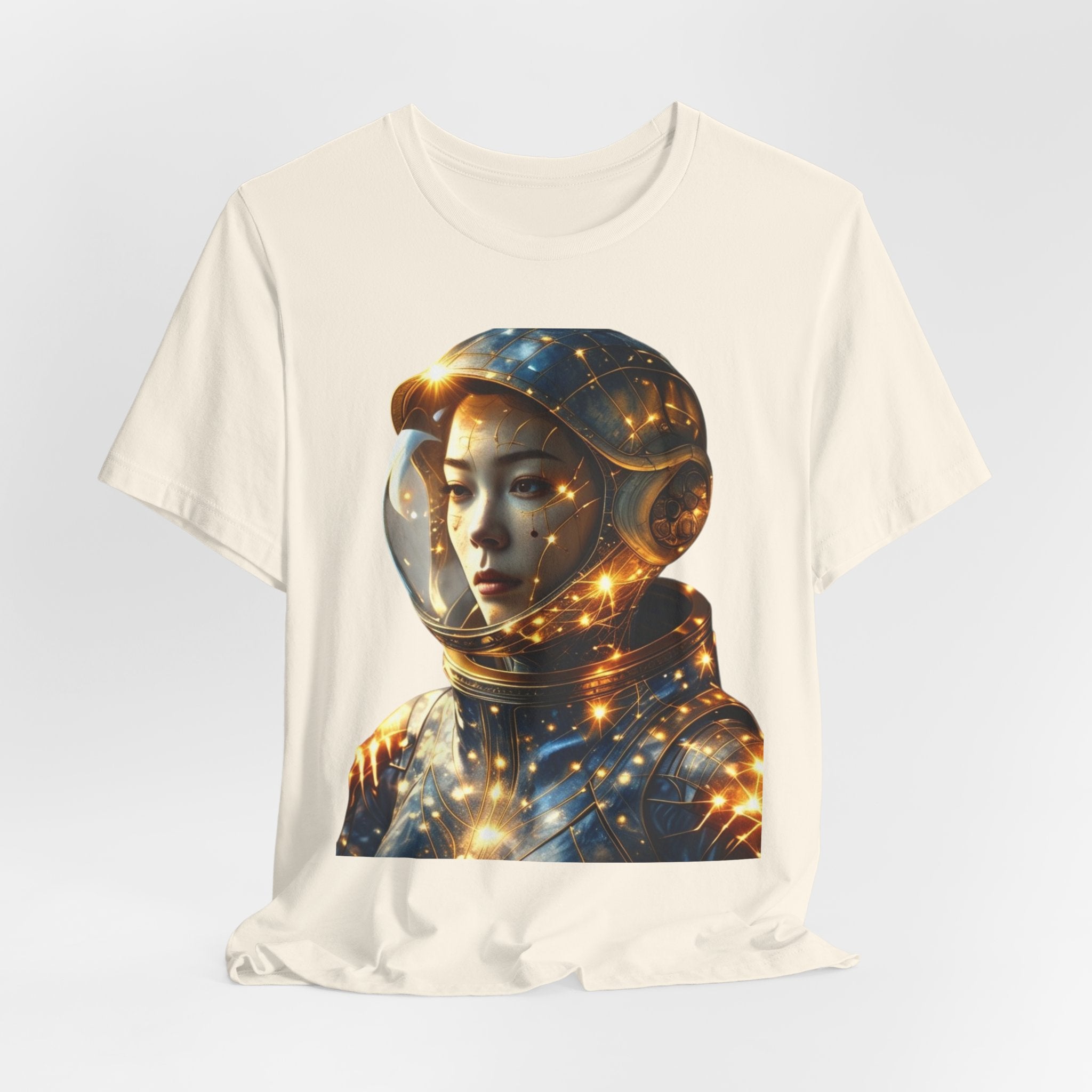 PRB Astronaut Portrait Tee — Starry Cosmic Helmet Graphic T-Shirt by Power Runs Black