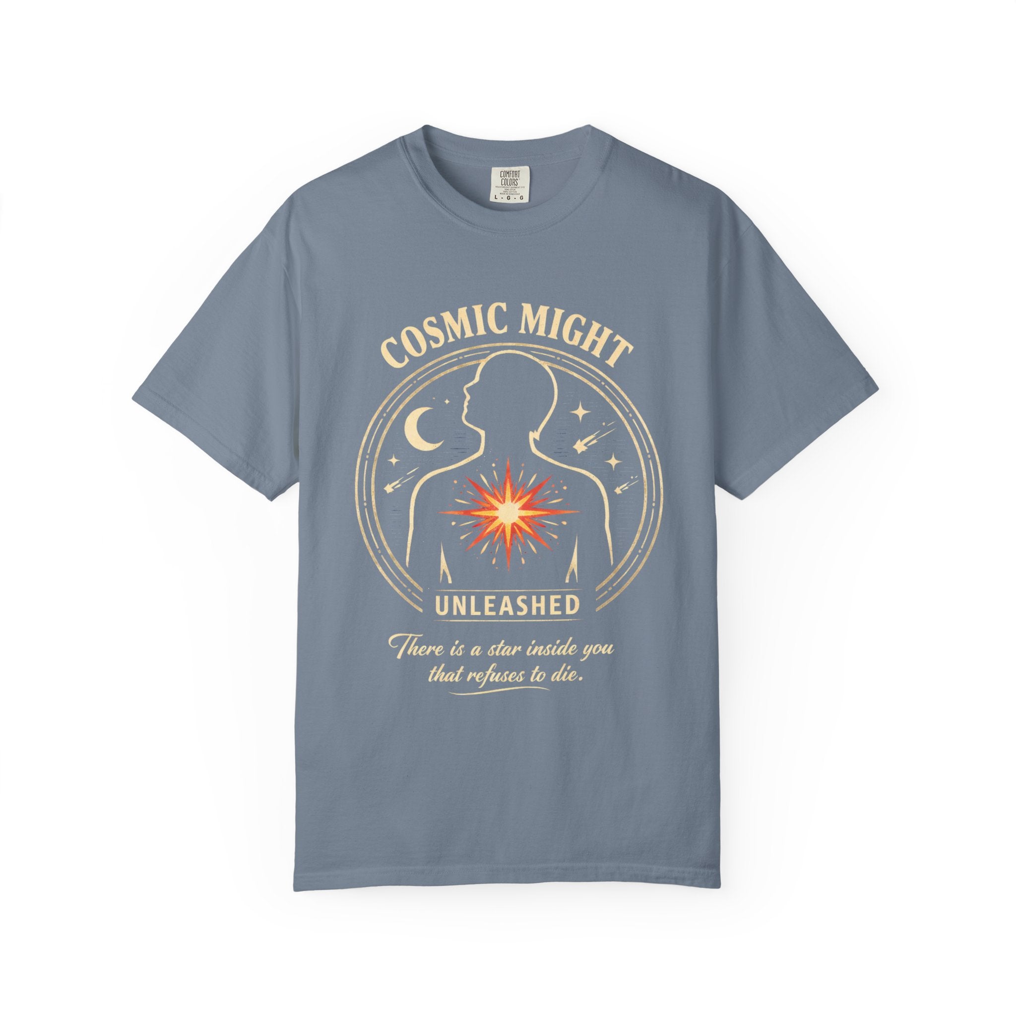 PRB Starforged Flex Cosmic Might T-Shirt — "Unleashed" Astral Heart Graphic Tee by Power Runs Black