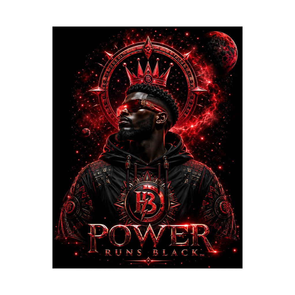 Power Runs Black Matte Poster — Afrocentric King Portrait (Vertical) by Power Runs Black