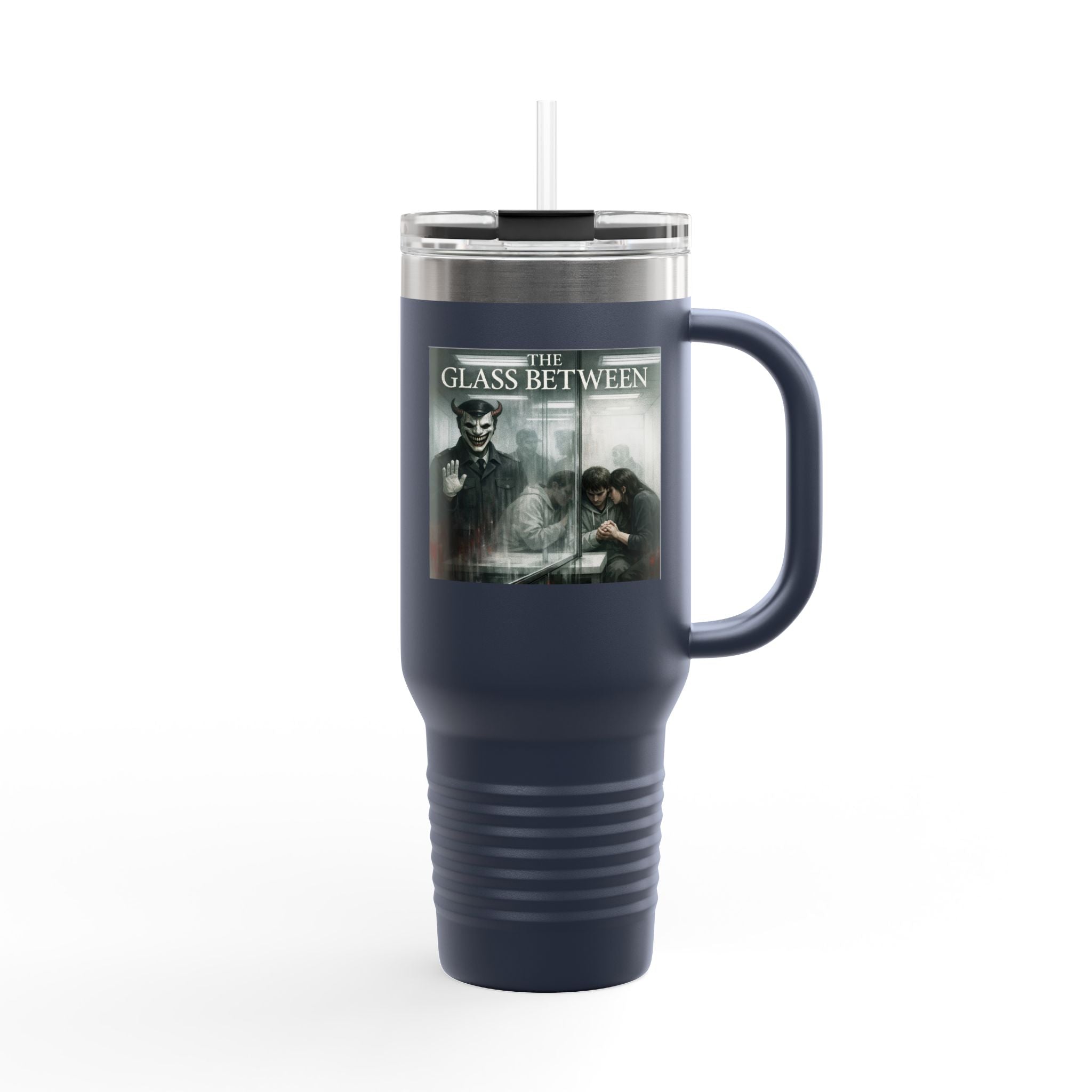 PRB The Glass Between, 40oz Insulated Travel Mug by Power Runs Black