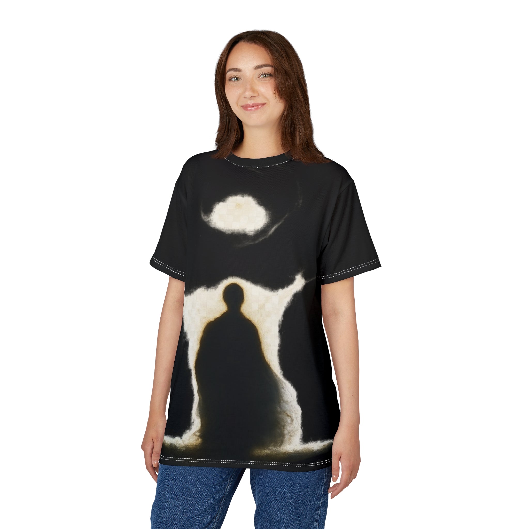 Power Runs Black PRB Black & White tunnel awaits Pattern Tee — All-Over Print Cat Lover Shirt by Power Runs Black