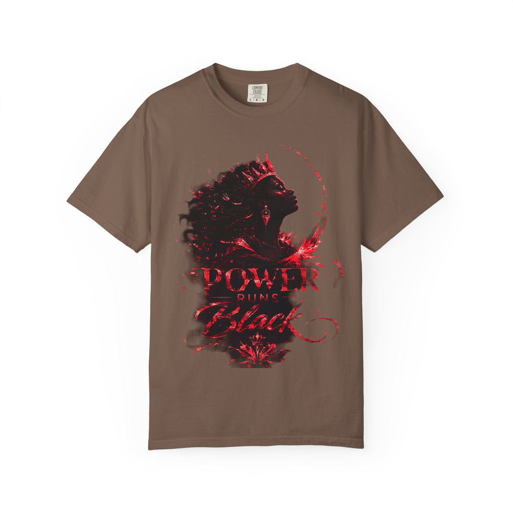 Power Runs Black Crown T-Shirt | Gothic Silhouette Artwork by Power Runs Black