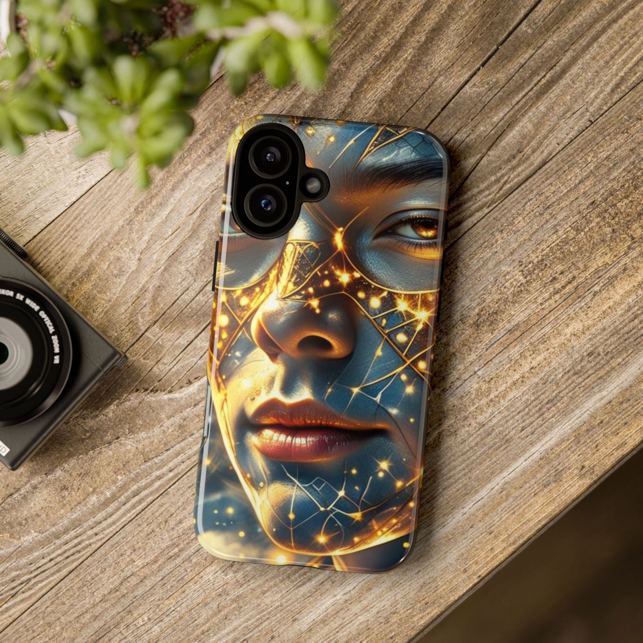 PRB Galactic Portrait Tough Case | Cosmic Face Phone Case, Starry Nebula Design by Power Runs Black