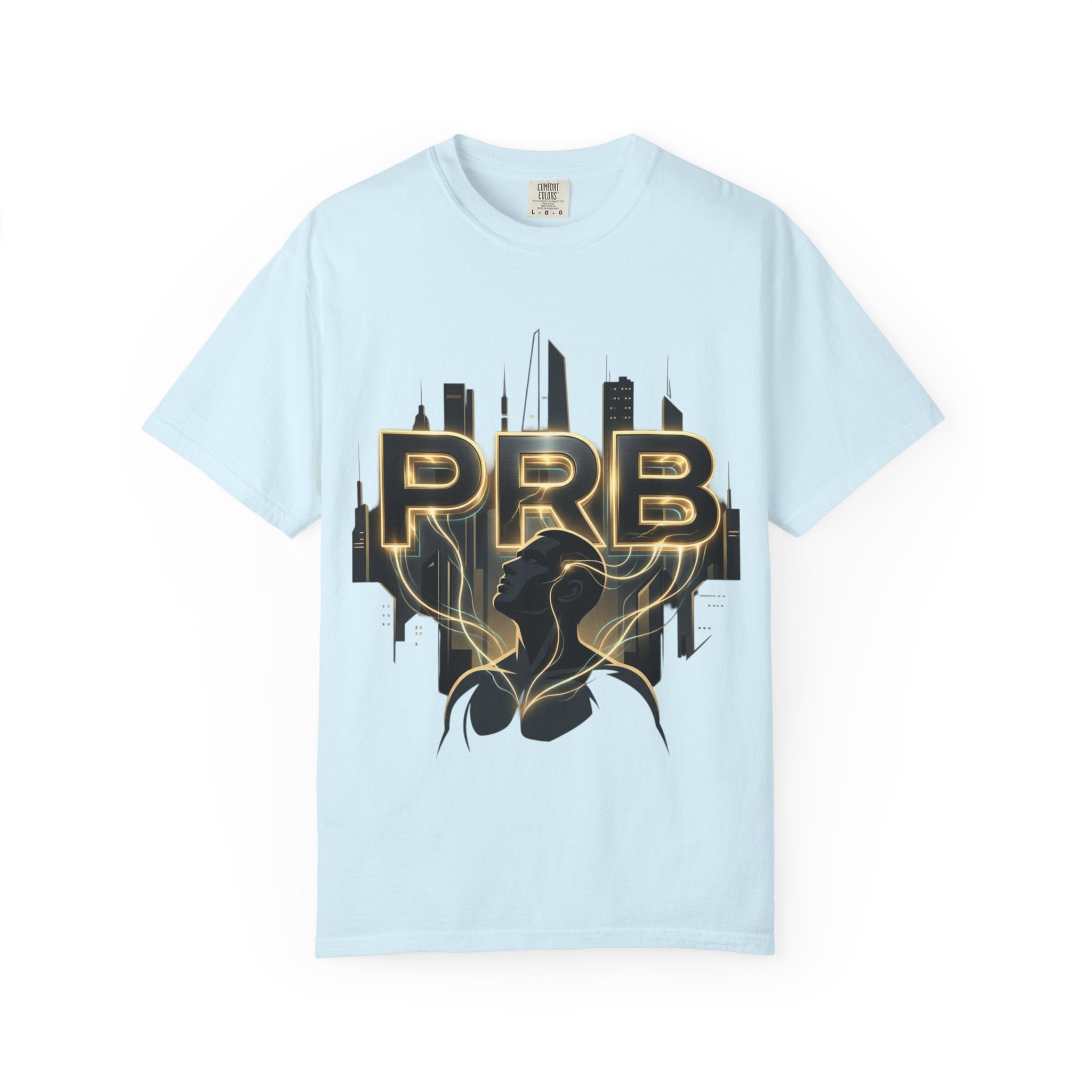 PRB Cityscape Graphic T-Shirt | Black & Gold Urban Streetwear Tee by Printify