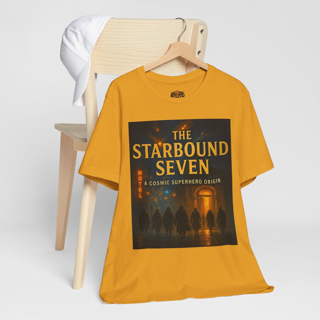 Power Runs Black PRB The Starbound Seven Tee – Retro Cosmic Superhero Poster Shirt by Power Runs Black