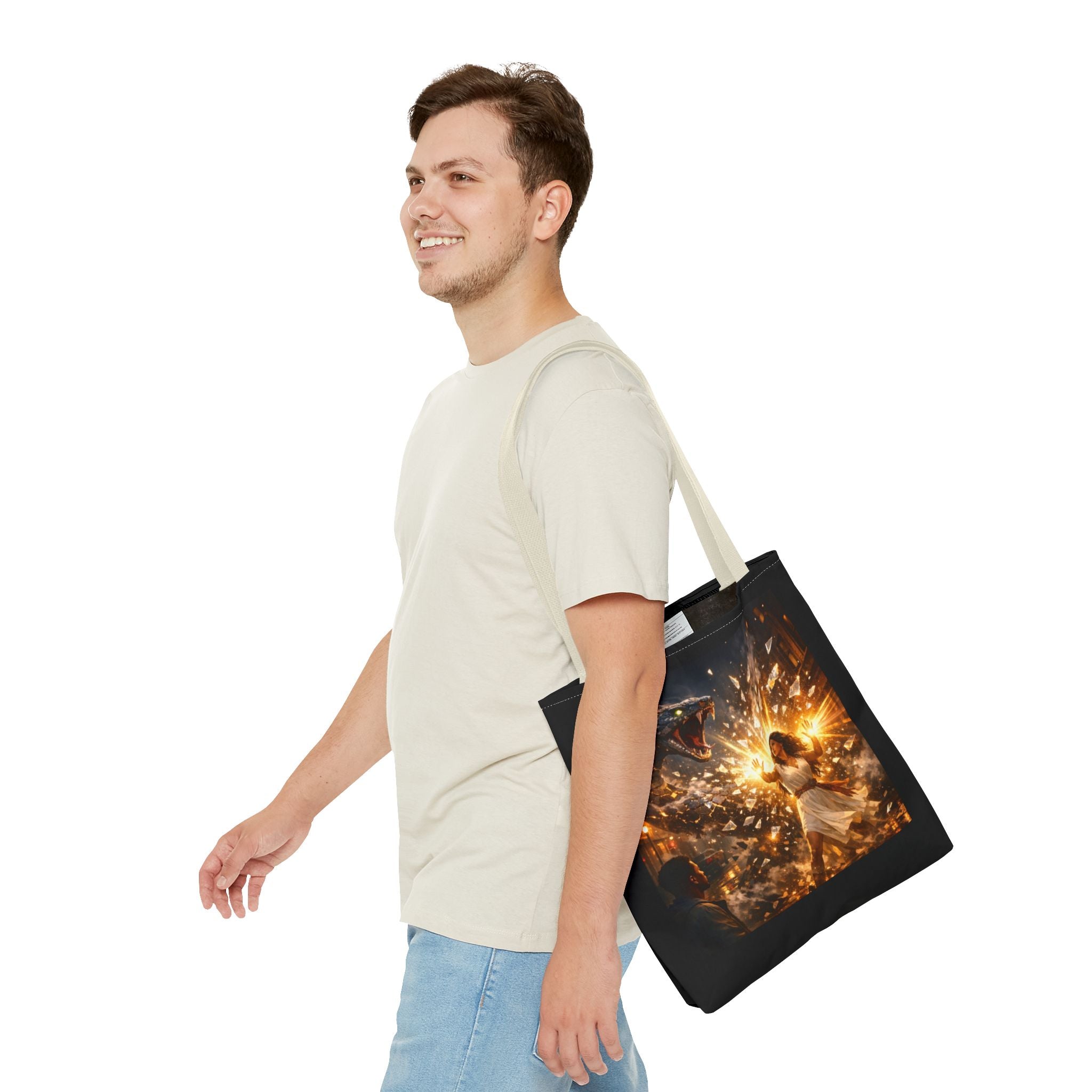 PRB Raging Serpent Burst tote bag | Fantasy serpent explosion art by Printify
